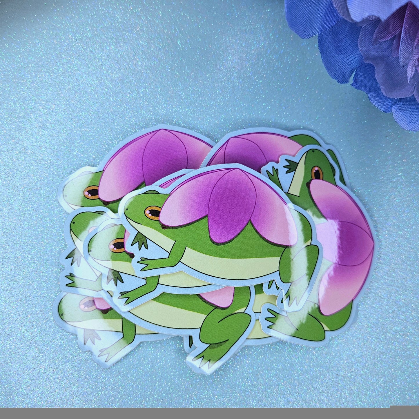 Cherry Blossom Frog Vinyl Sticker