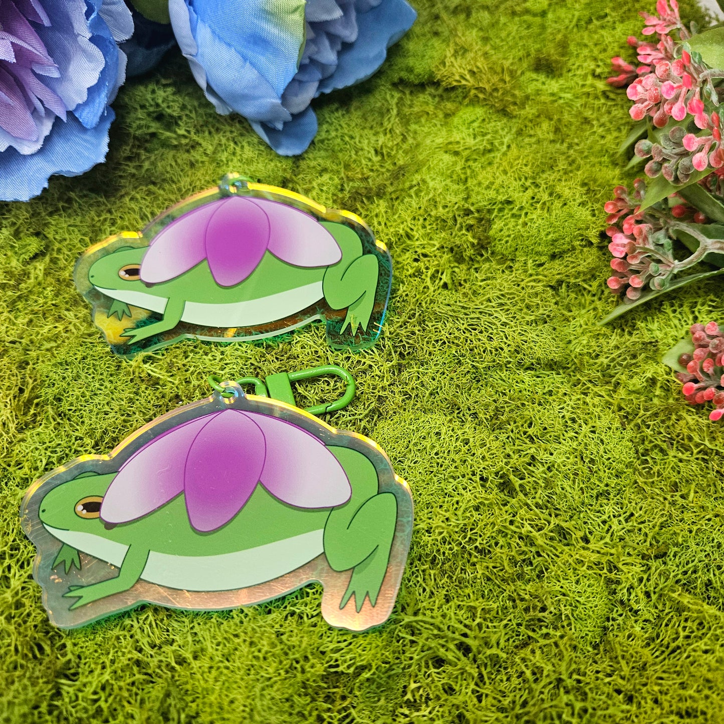 Cherry Blossom Frog Acrylic Keychain