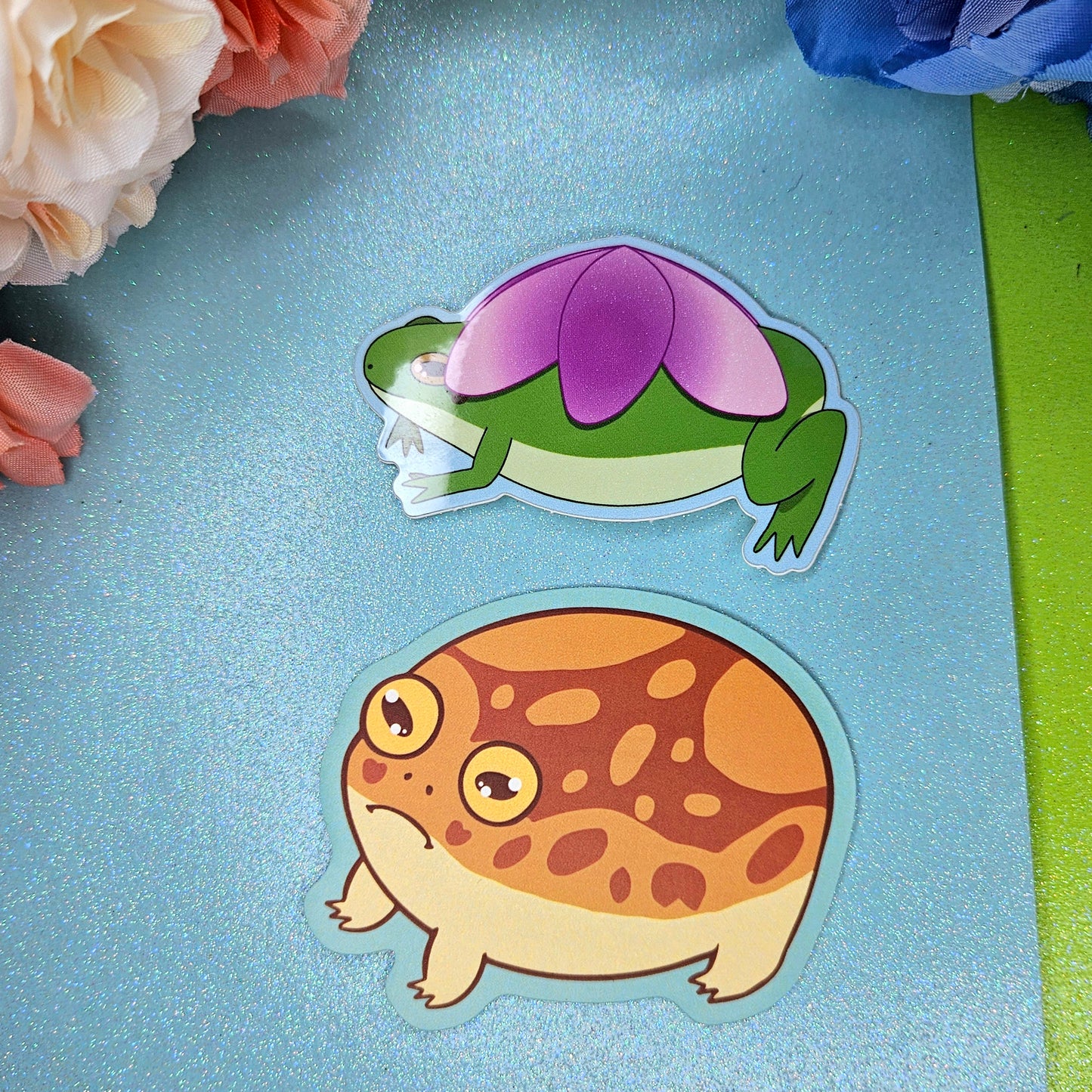 Cherry Blossom Frog Vinyl Sticker