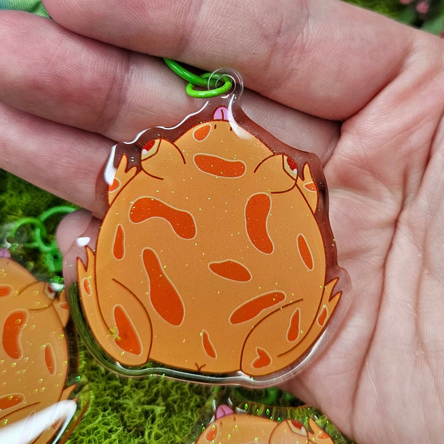 Flat pacman frog acyrlic keychain