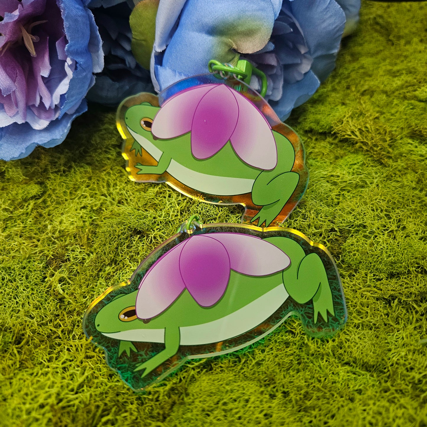 Cherry Blossom Frog Acrylic Keychain