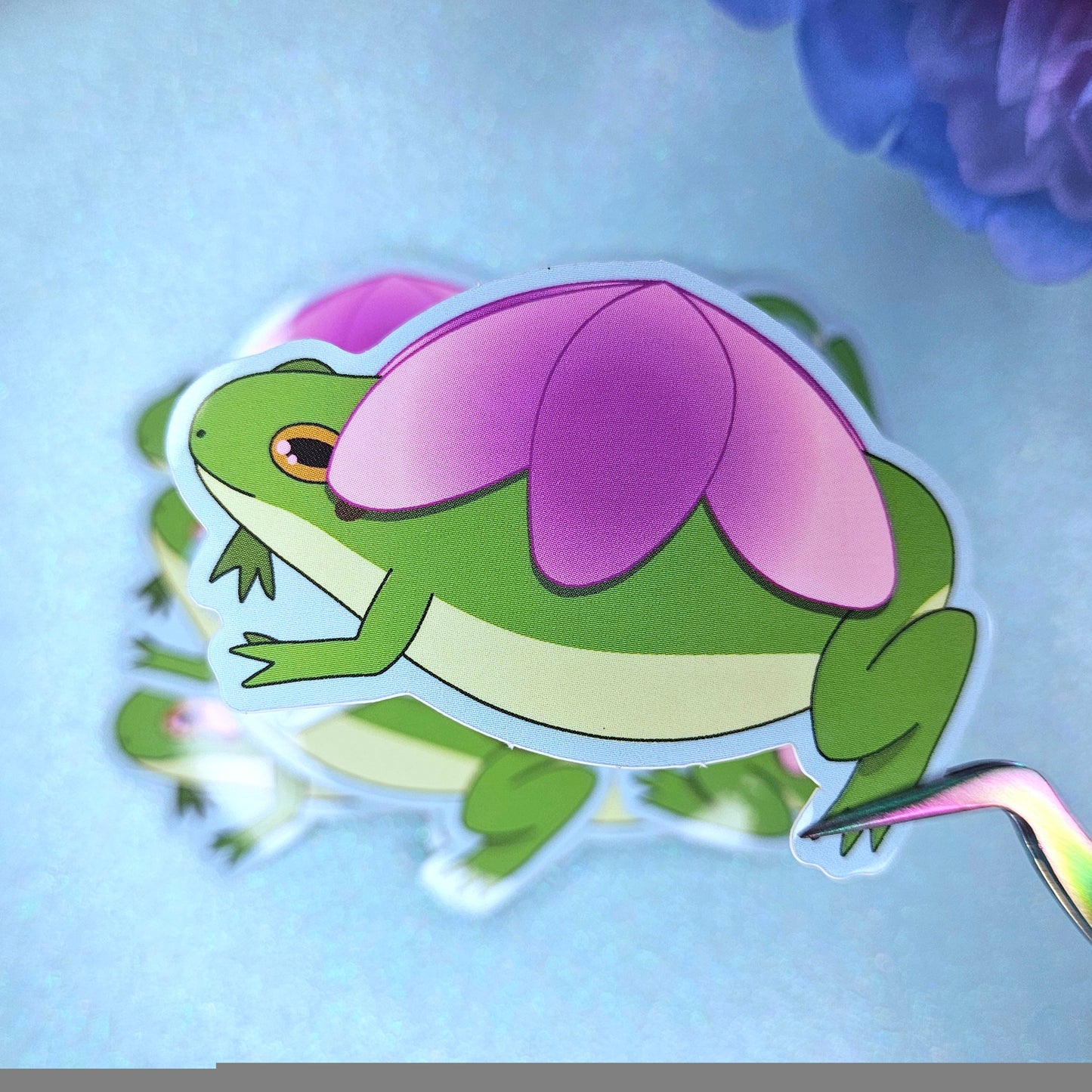 Cherry Blossom Frog Vinyl Sticker
