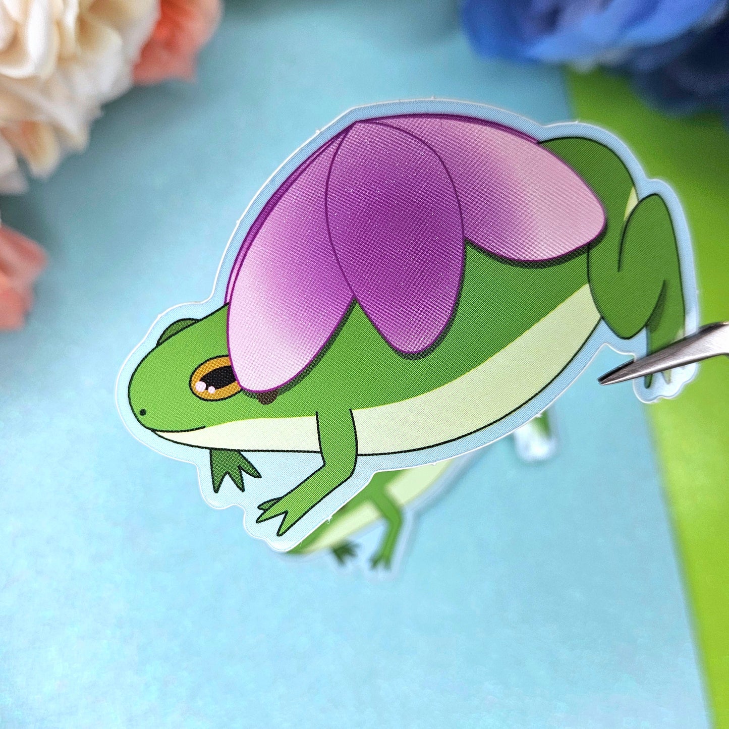 Cherry Blossom Frog Vinyl Sticker