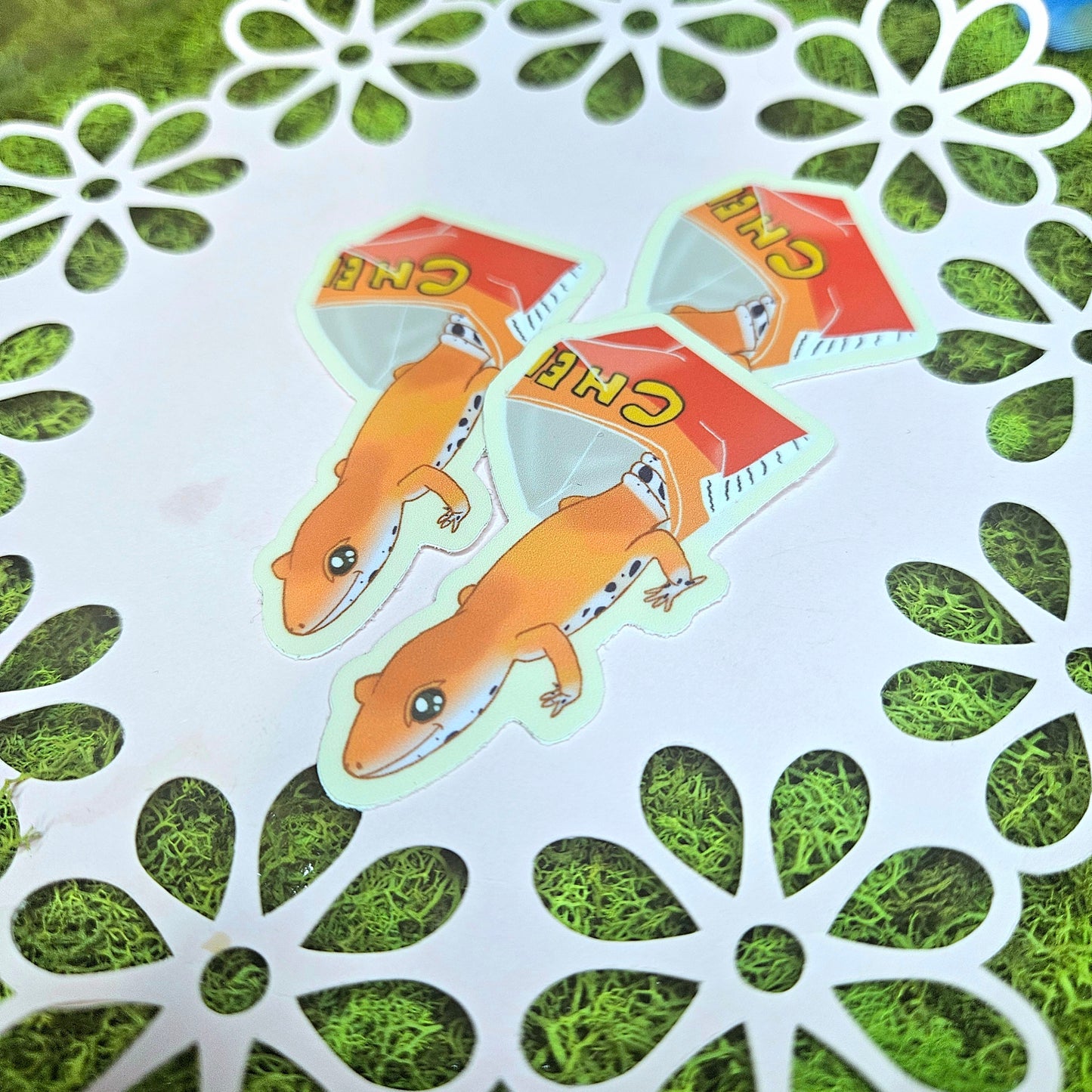Cheesy Poof Gecko Vinyl Sticker