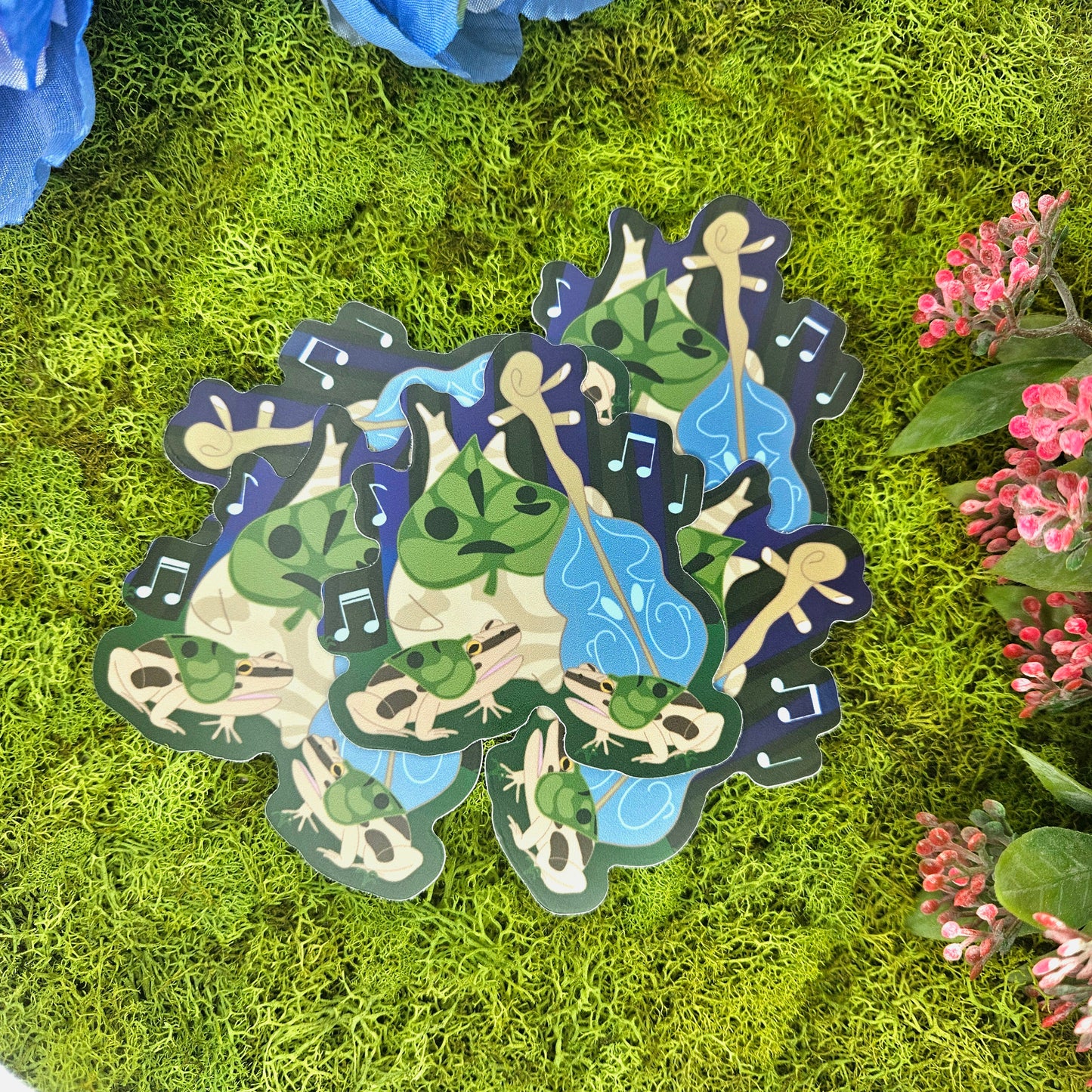 Forest Spirit and Frogs Vinyl Sticker