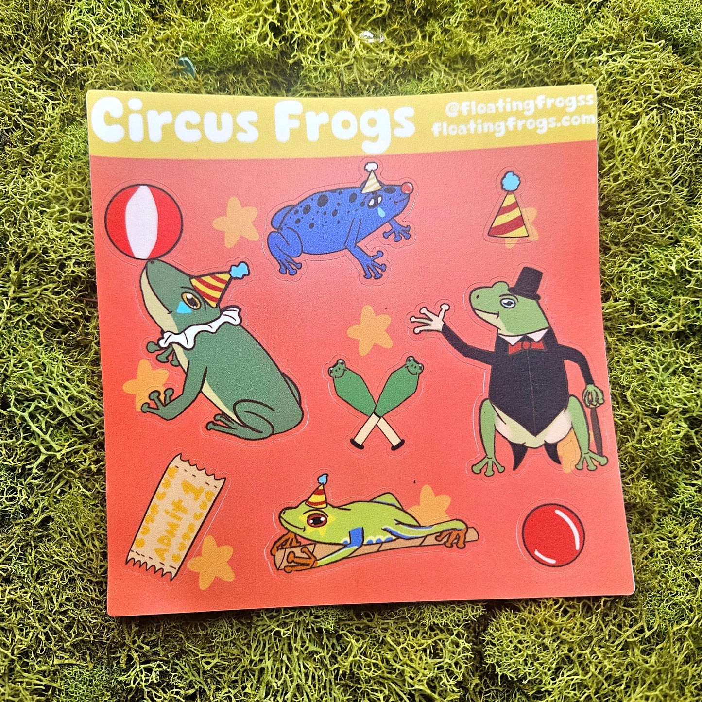 Circus Frogs Vinyl Sticker Sheet - Frog Con Exclusive