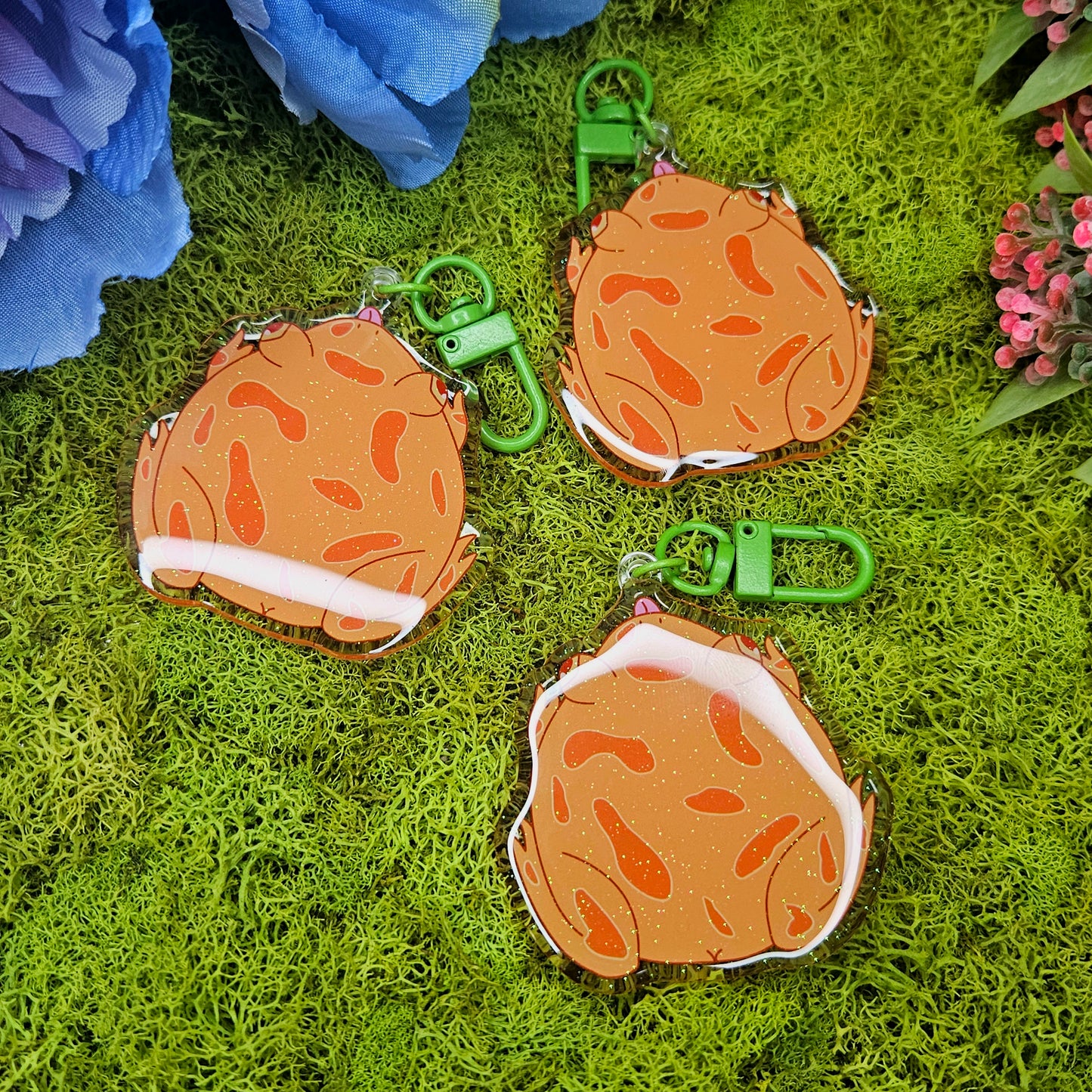 Flat pacman frog acyrlic keychain