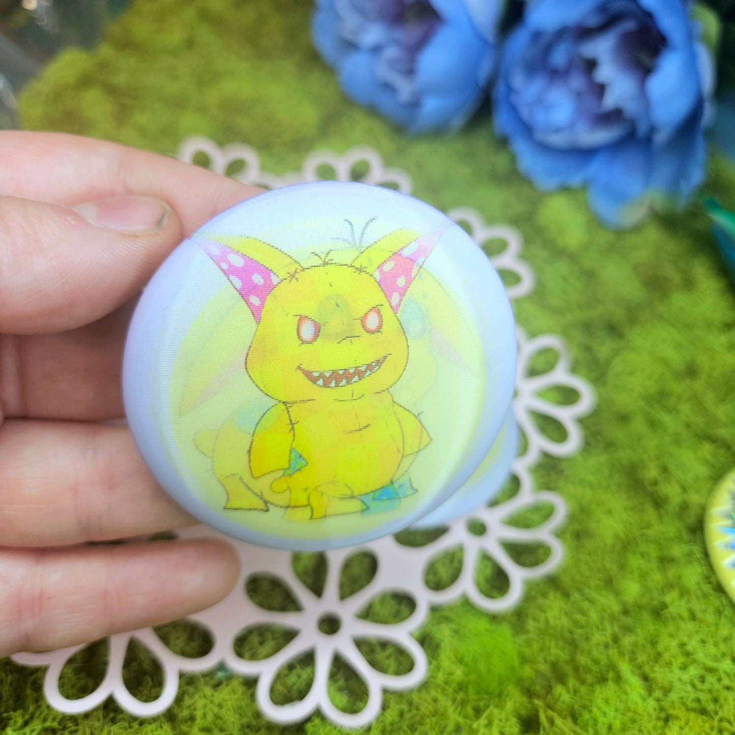 Plush Puppy Lenticular Button