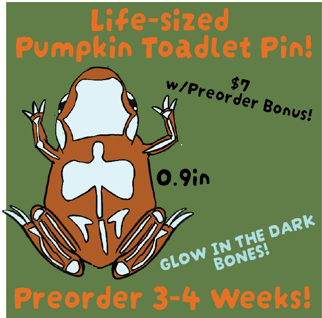 PREORDER - Pumpkin Toadlet Lifesize Mini Enamel Pins