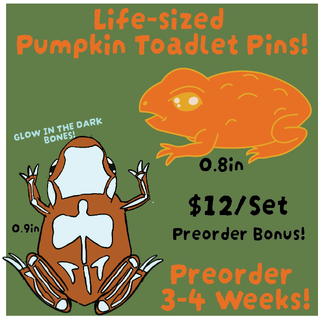 PREORDER - Pumpkin Toadlet Lifesize Mini Enamel Pins