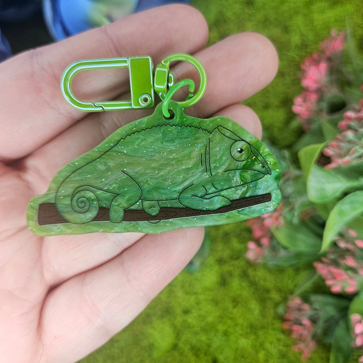 Shy Chameleon Acrylic Keychain