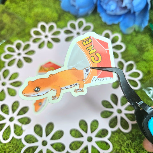 Cheesy Poof Gecko Vinyl Sticker