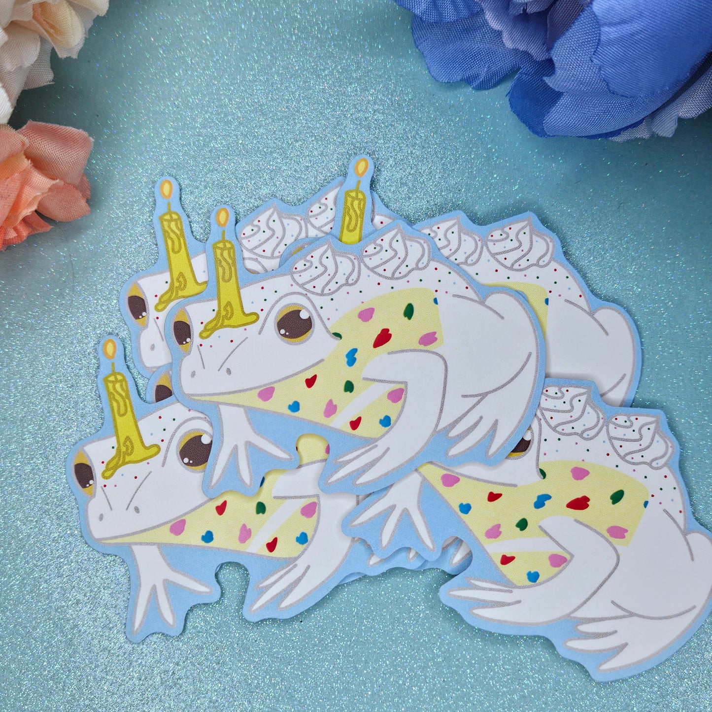 Birthday Cake Frog Vinyl Sticker