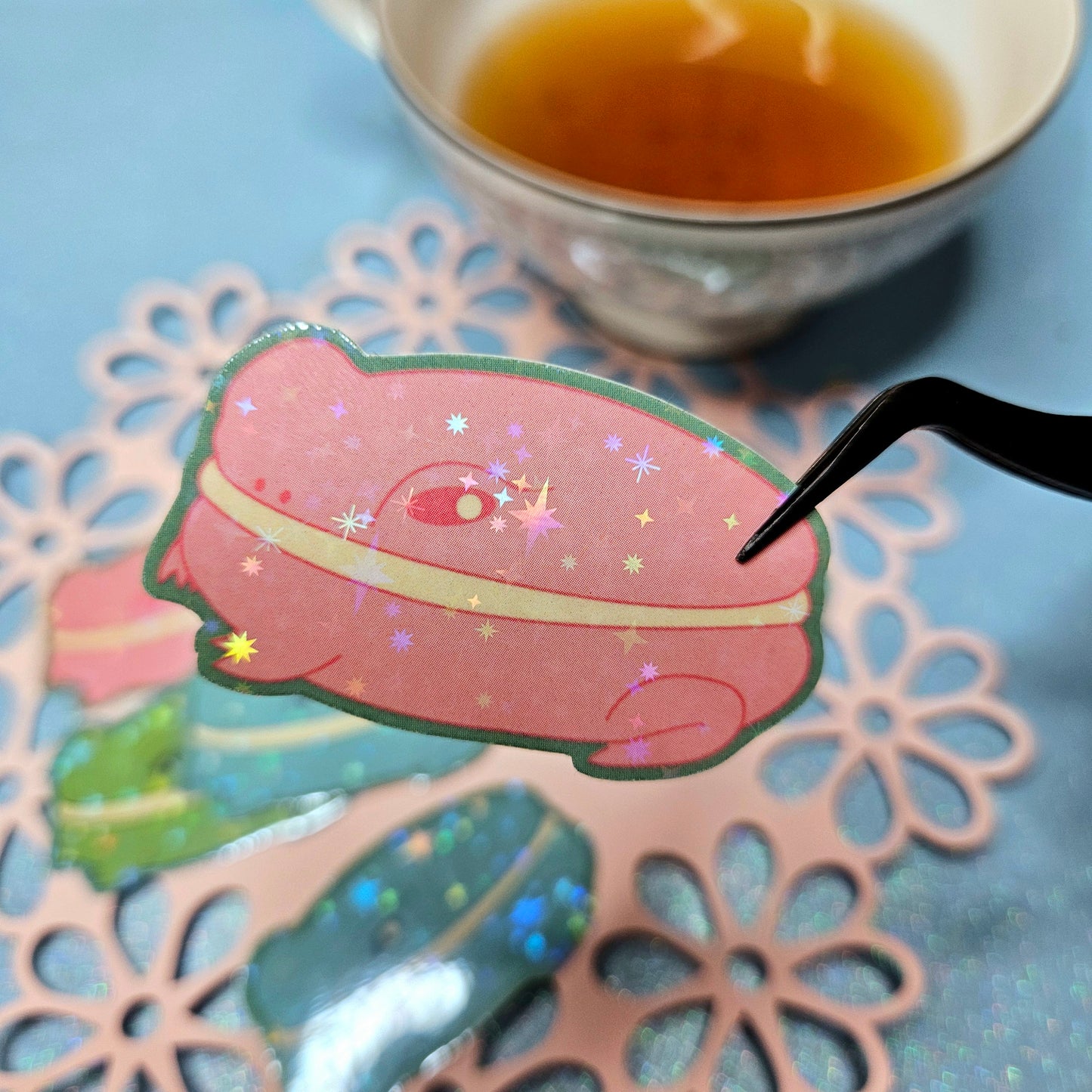 Macaron Frogs vinyl sticker set