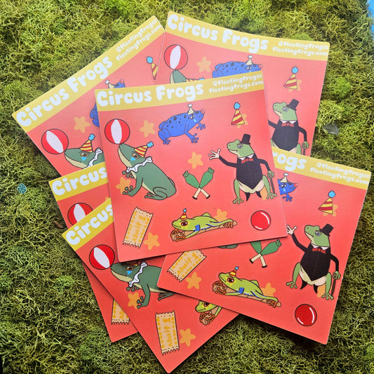 Circus Frogs Vinyl Sticker Sheet - Frog Con Exclusive