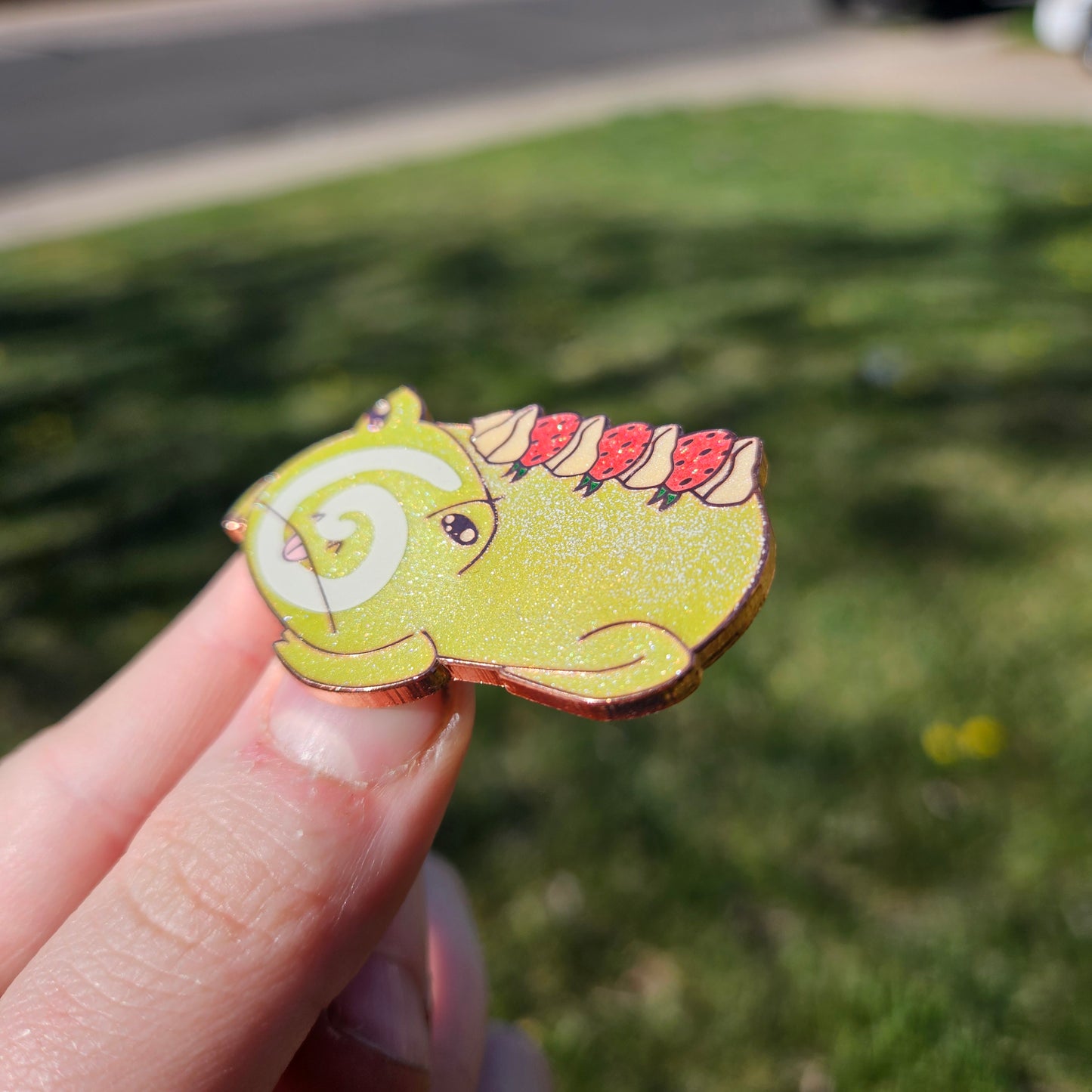 Matcha Cake Roll Frog Enamel Pin