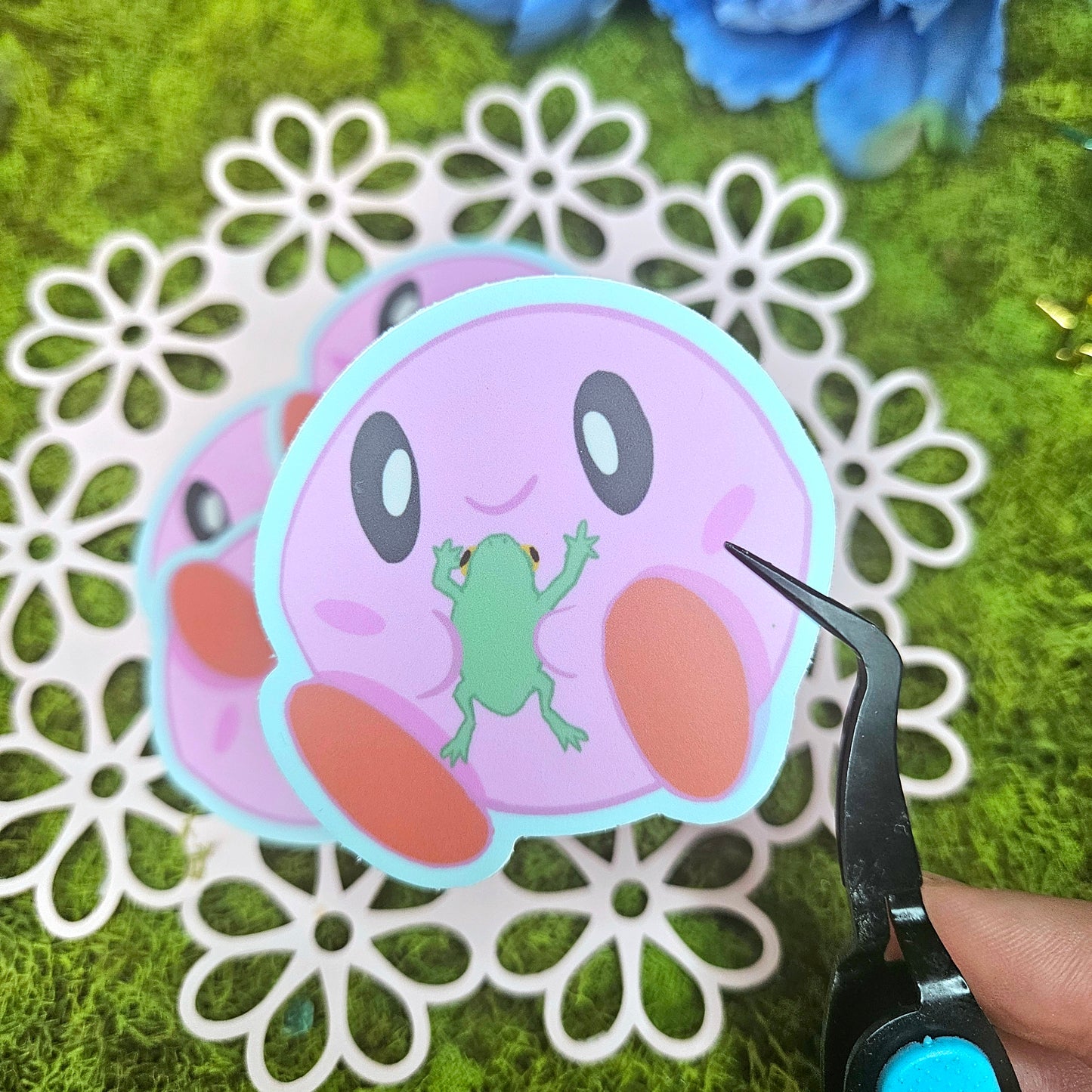 Kirb and Frog Vinyl Sticker