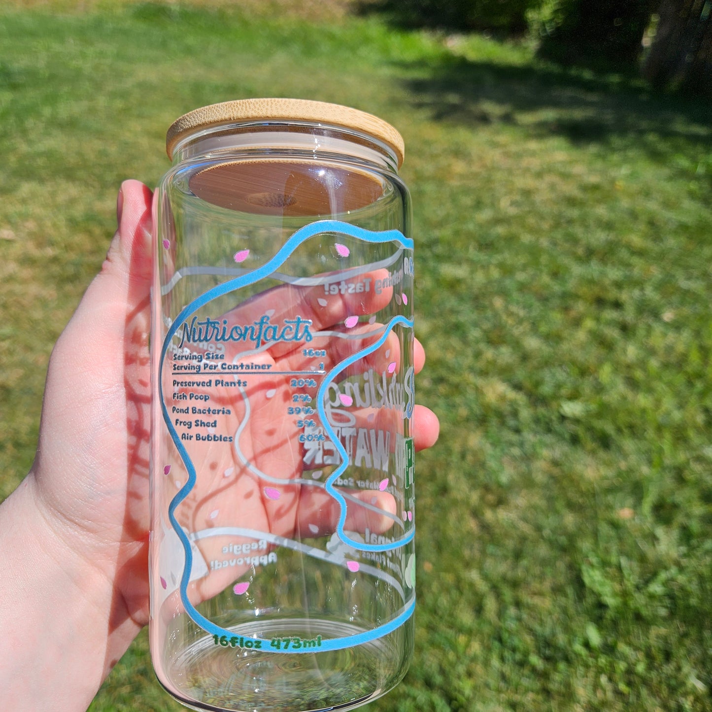 Sparkling Pond Water Glass Can