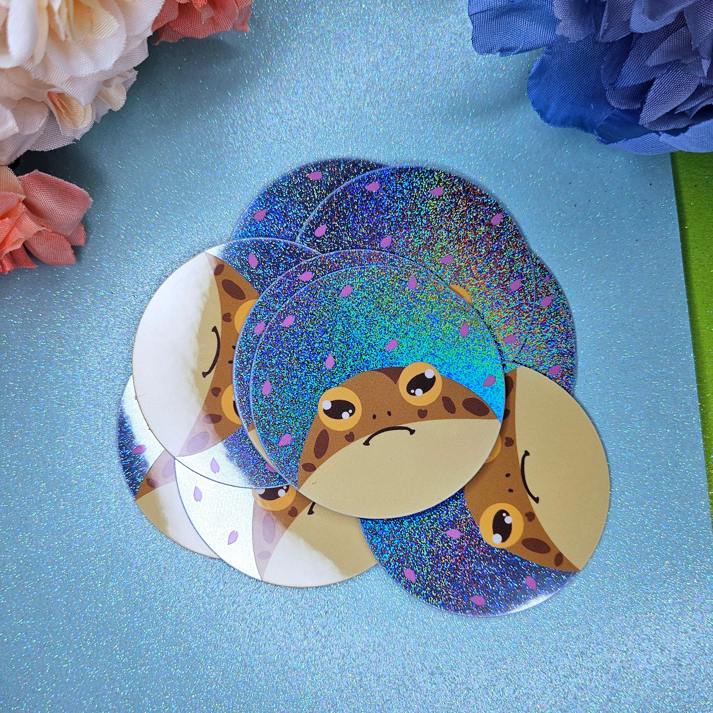 Reggie Streamer Sticker Peaking Reggie Glitter Sticker – Floating Frogs