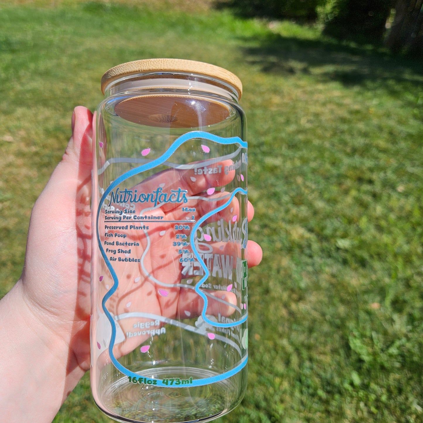 Sparkling Pond Water Glass Can