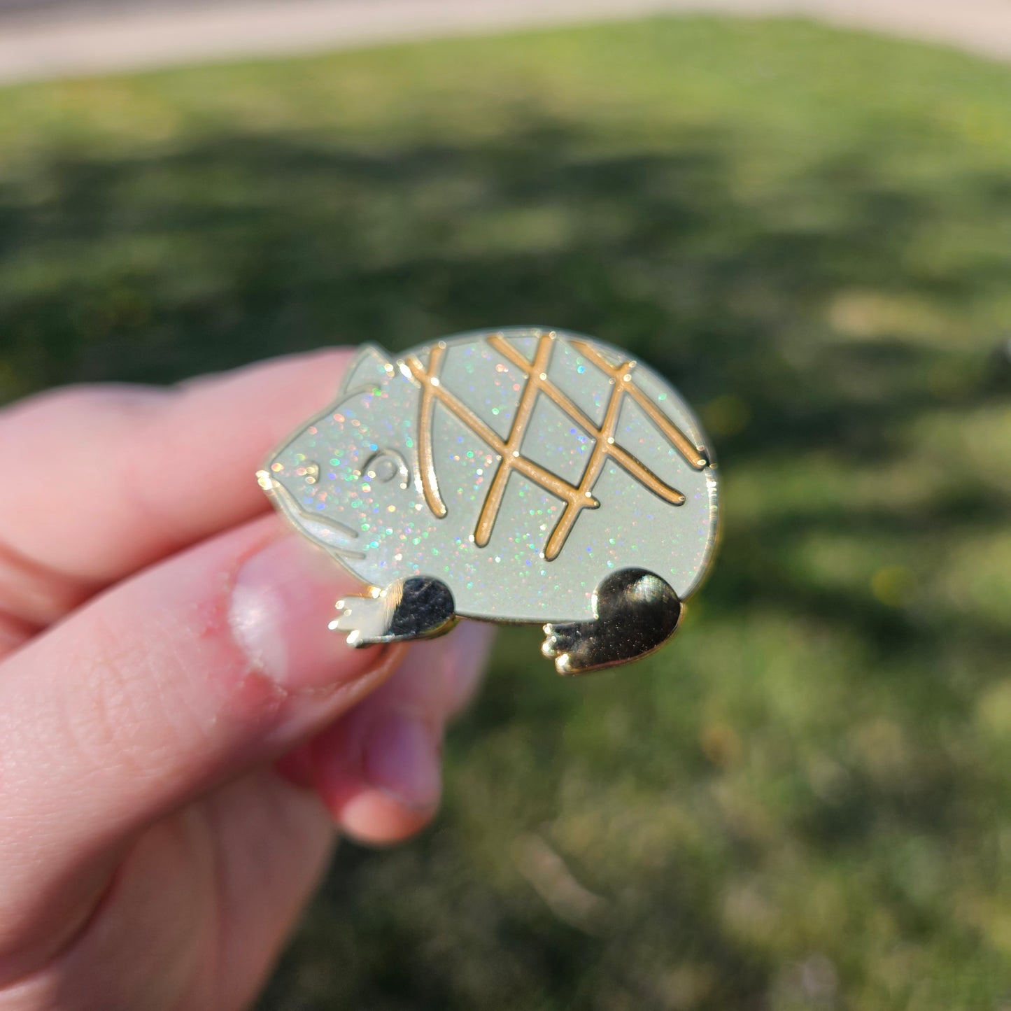 Melonpan frog enamel pin