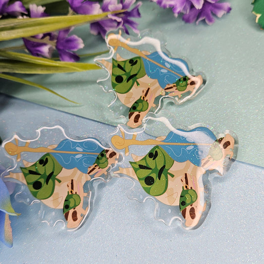 Forest Spirit and Singing Frogs Acrylic Pin