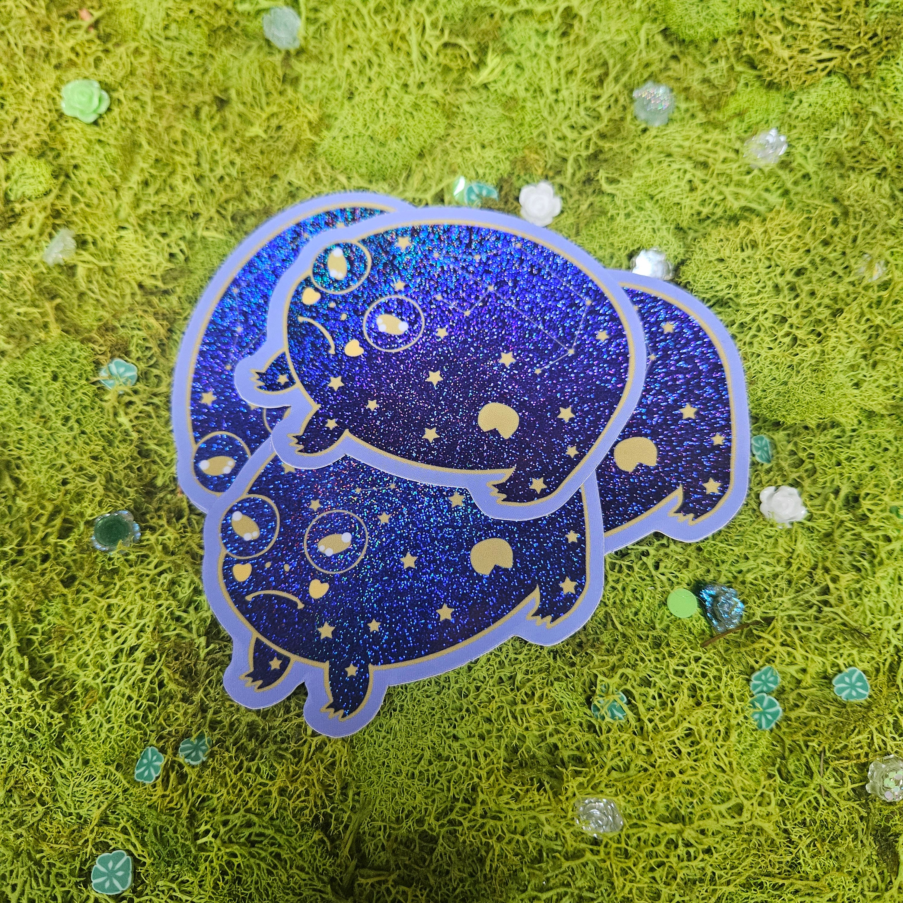 Reggie Streamer Sticker Night Sky Reggie Glitter Sticker – Floating Frogs