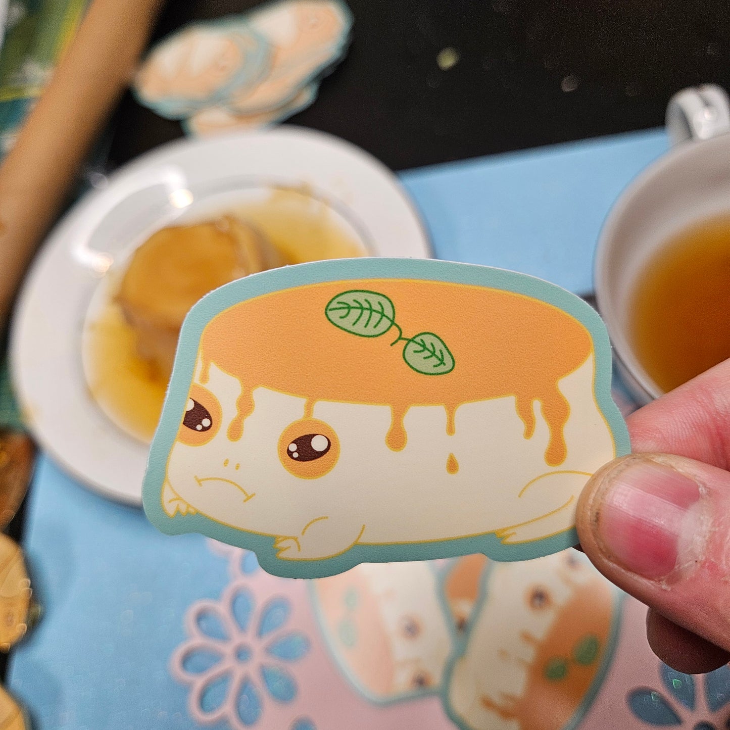 Flan frog vinyl sticker