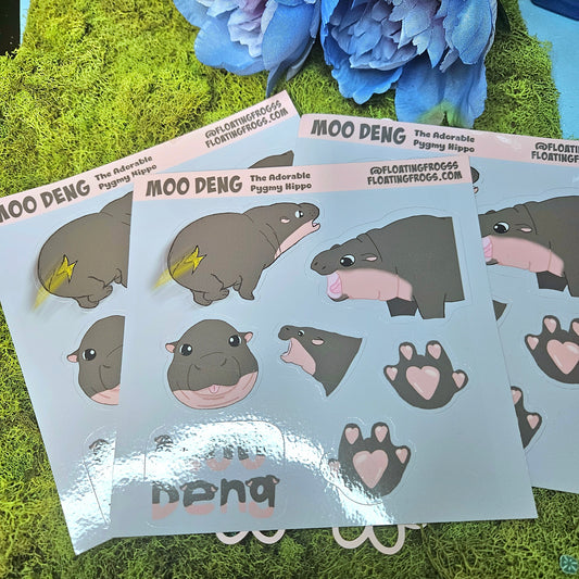 Moo Deng Vinyl Sticker Sheet