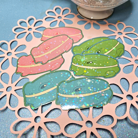 Macaron Frogs vinyl sticker set