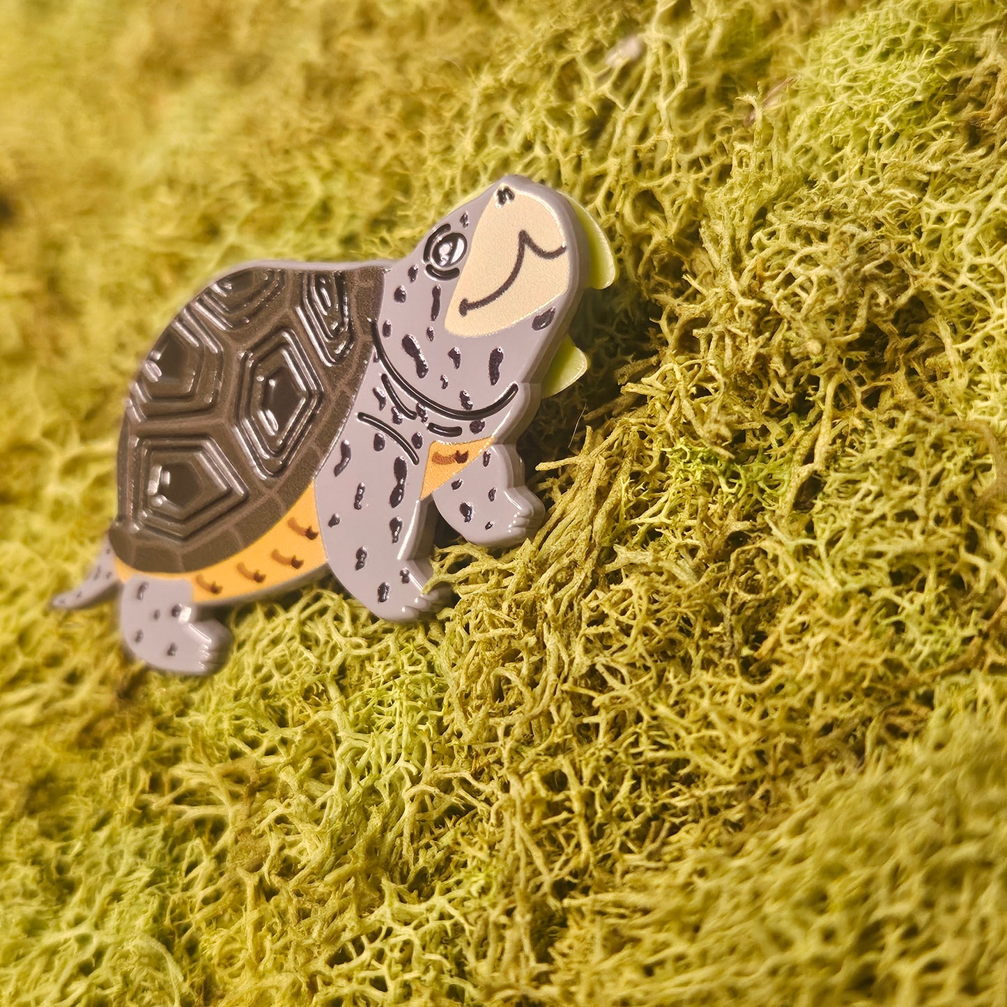Diamond Backed Terrapin Dyed Metal Pin