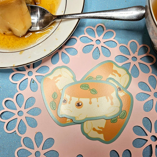 Flan frog vinyl sticker