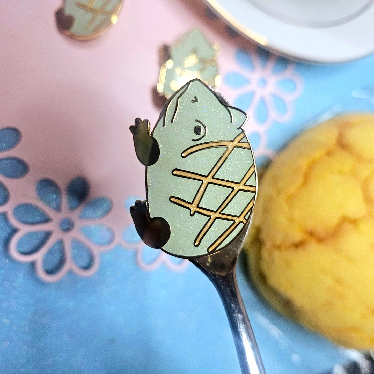 Melonpan frog enamel pin