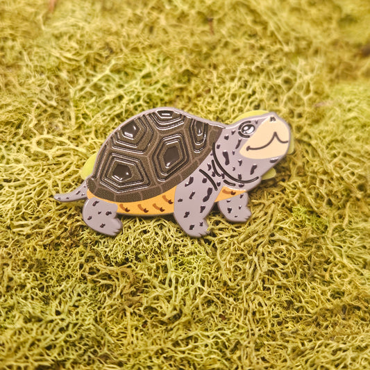 Diamond Backed Terrapin Dyed Metal Pin