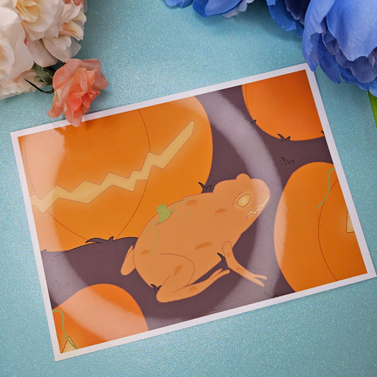 Pumpkin Frog Mini Art Print