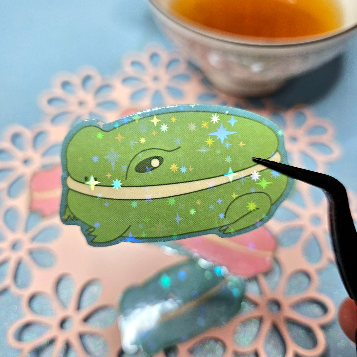 Macaron Frogs vinyl sticker set