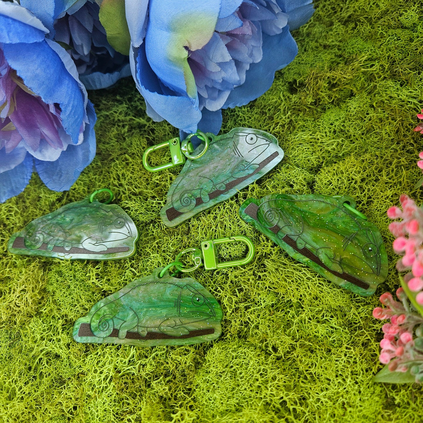 Shy Chameleon Acrylic Keychain