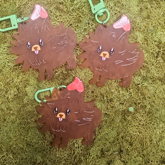 Fire Pomeranian Keychain