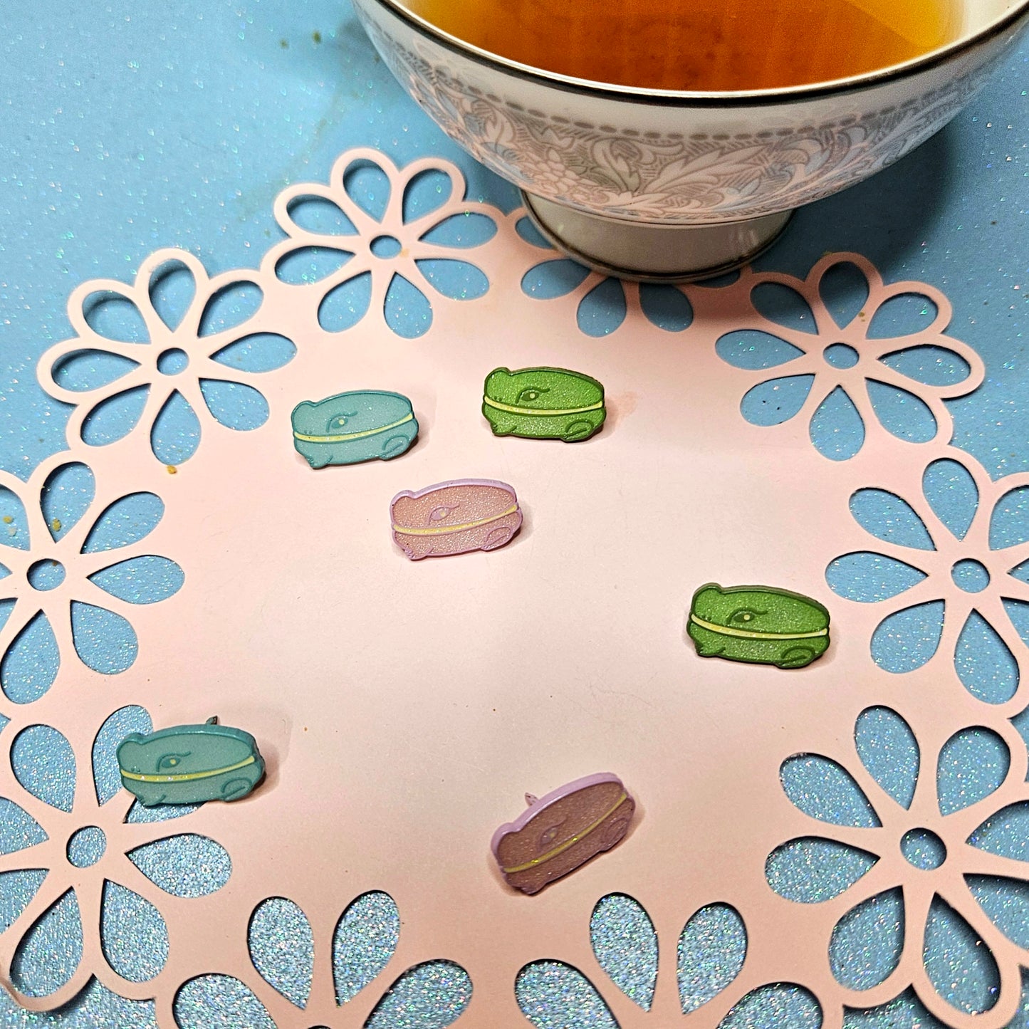 Mini Macaron Frogs Pin Set