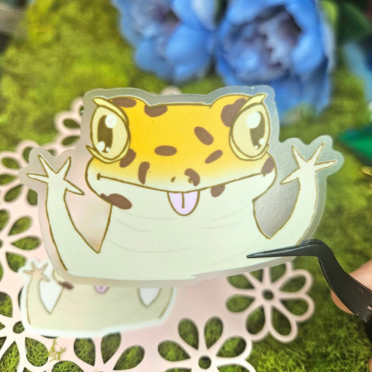 Peaking Leopard Gecko Vinyl Sticker 3"