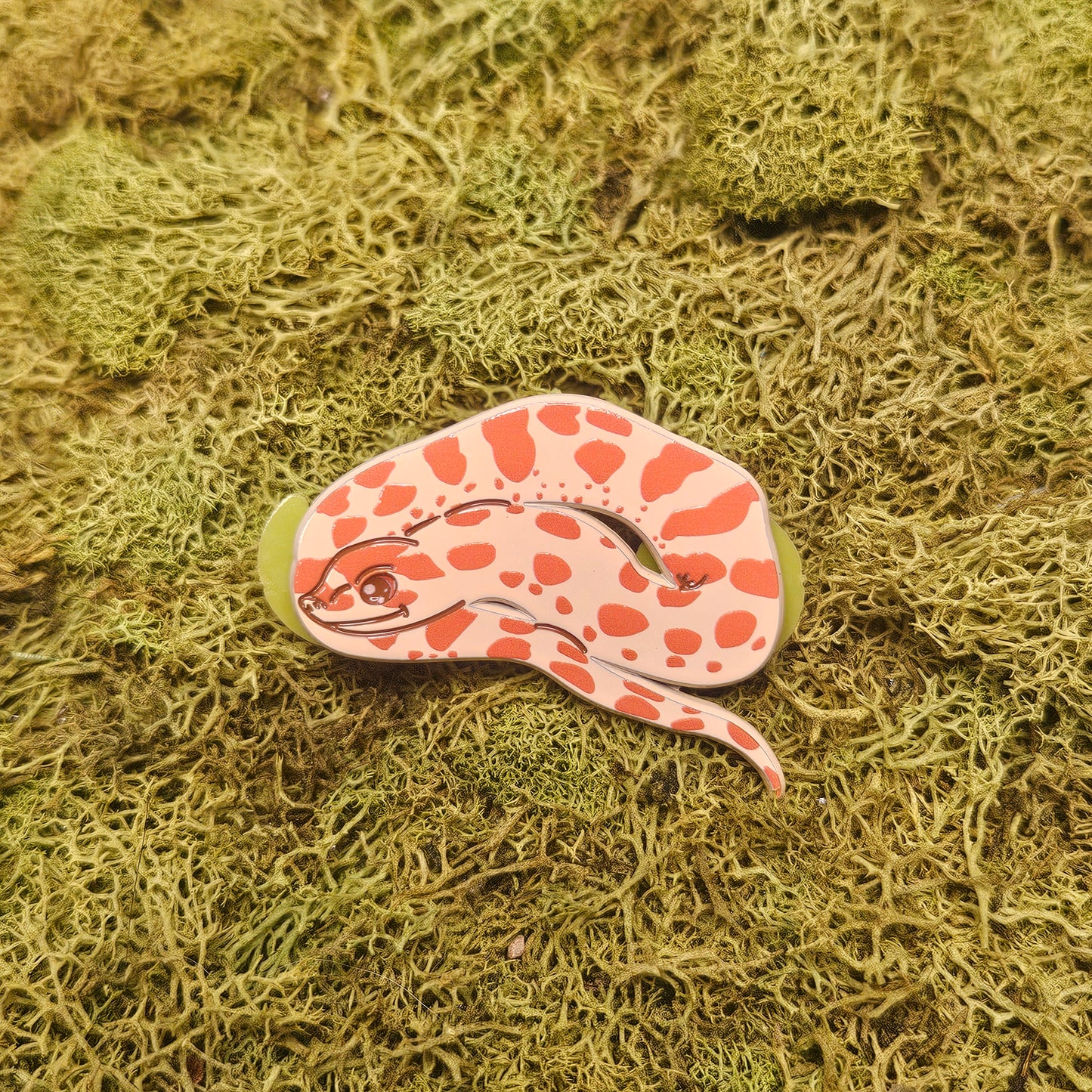 Hognose snake dyed metal pin