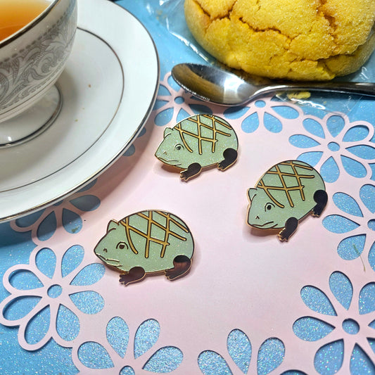 Melonpan frog enamel pin