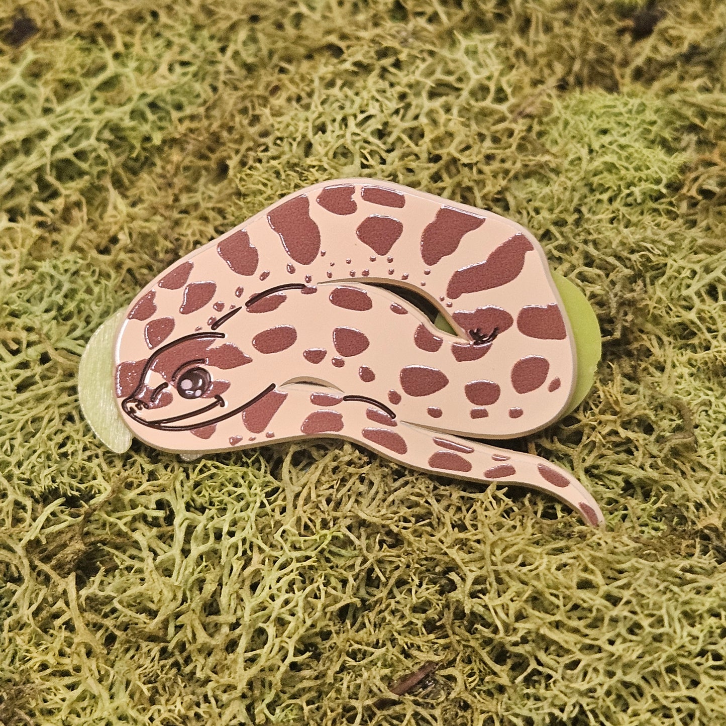 Hognose snake dyed metal pin