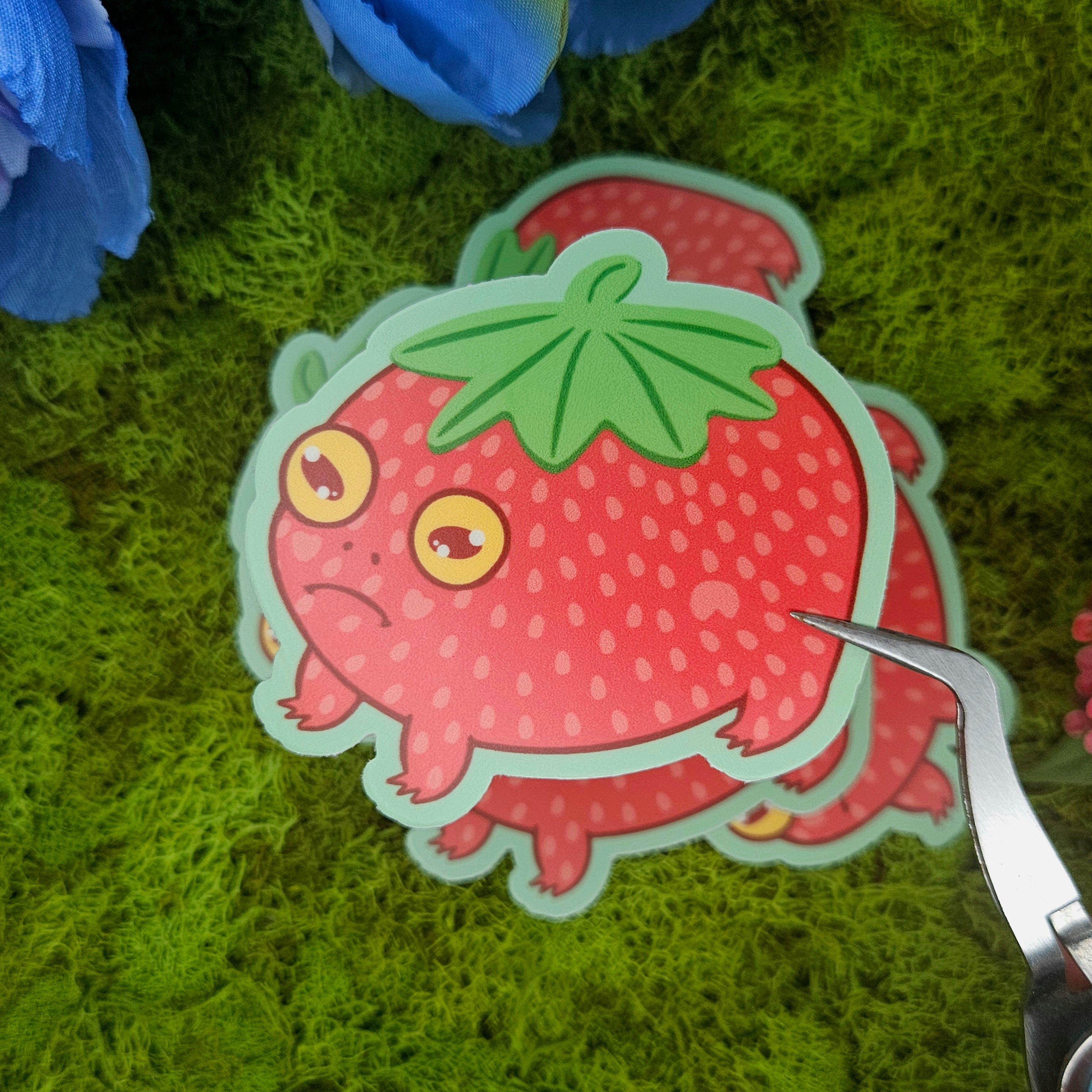 Reggie Sticker Strawberry Reggie vinyl Sticker – Floating Frogs