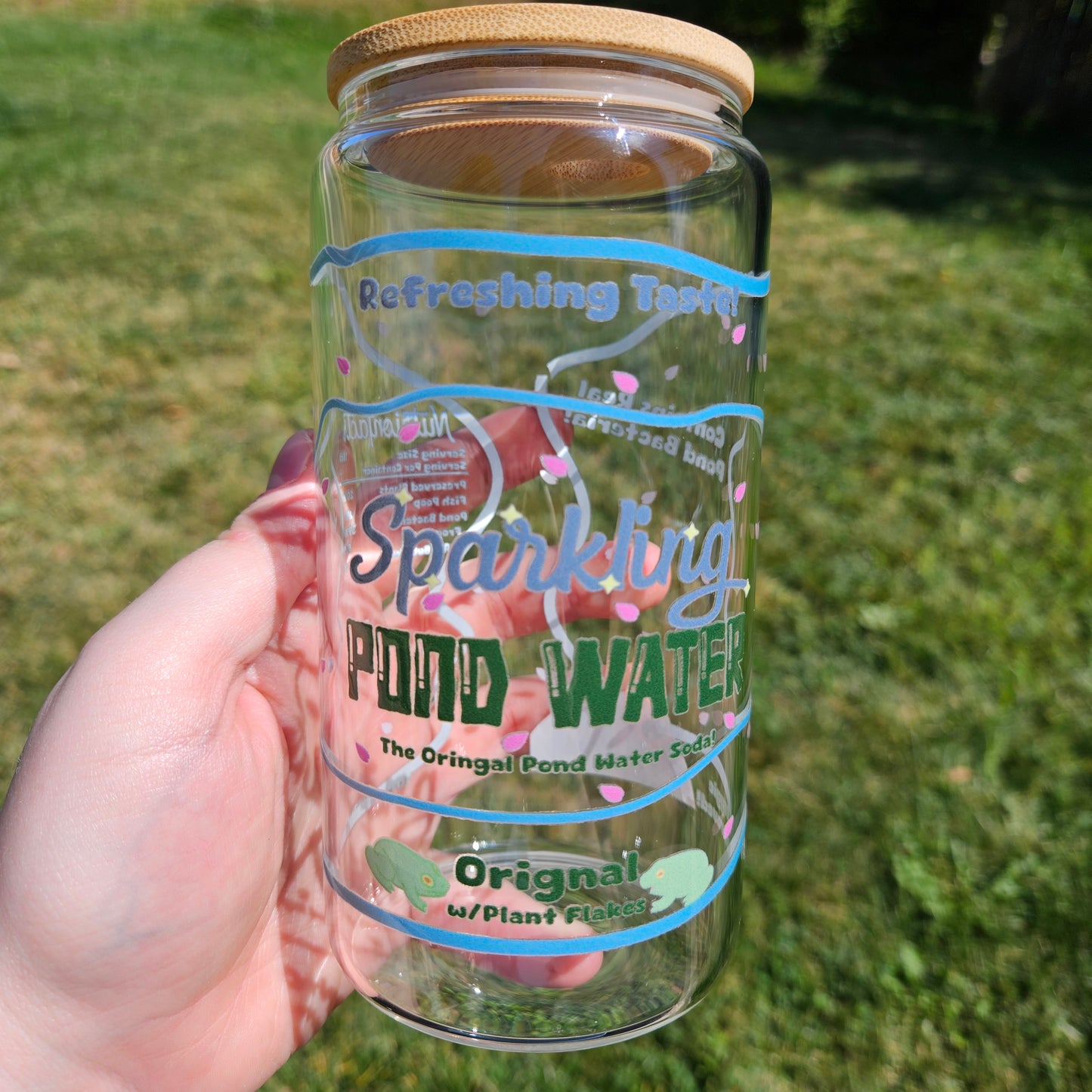Sparkling Pond Water Glass Can
