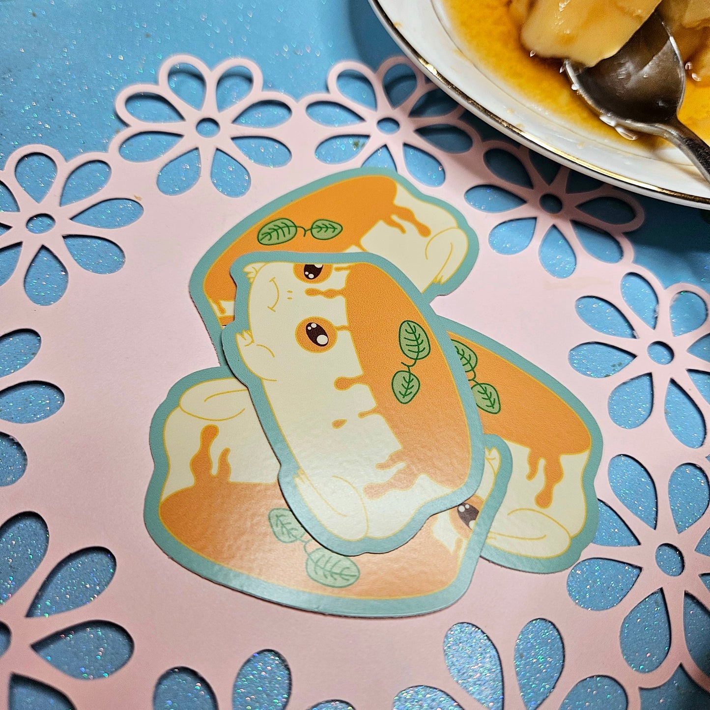 Flan frog vinyl sticker