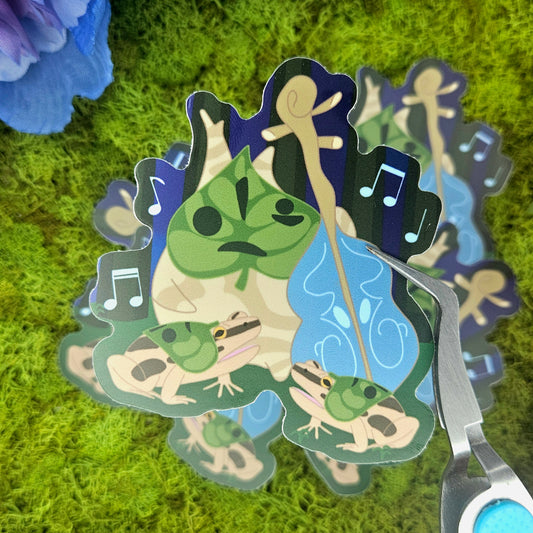 Forest Spirit and Frogs Vinyl Sticker