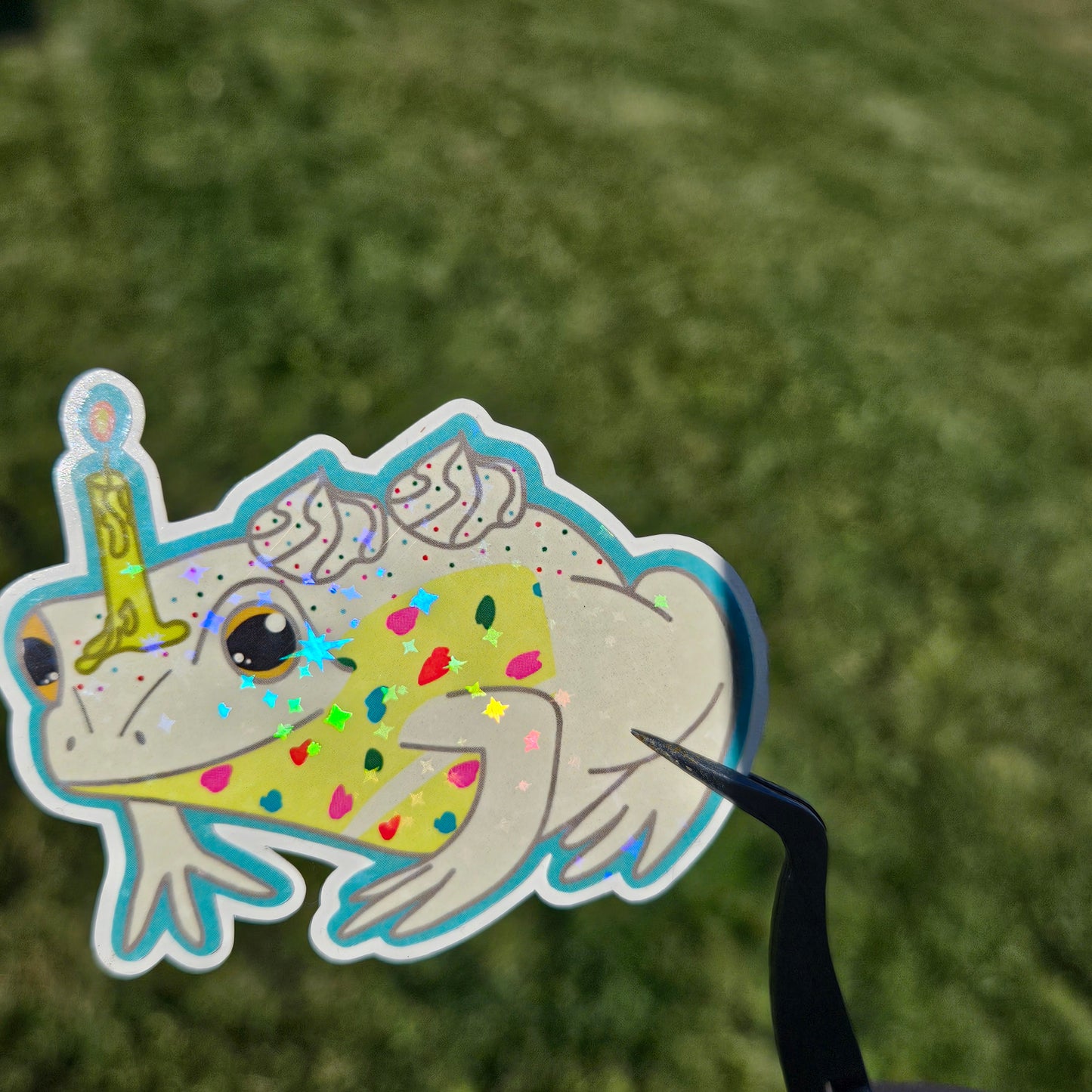 Birthday Cake Frog Vinyl Sticker